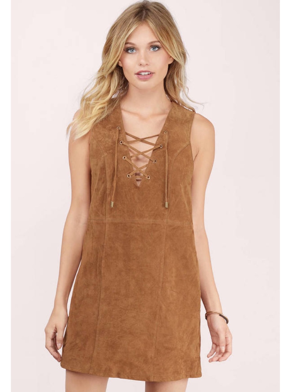 Tobi Lace-It Suede Leather Mini Dress size small